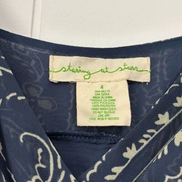 Anthropologie Staring at Stars Blue Paisley Floral Chiffon Strappy Mini Dress 4 - Picture 2 of 3